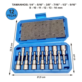 Kit de soquete magnético Hexagonal de chave de fenda 12 peças com caixa