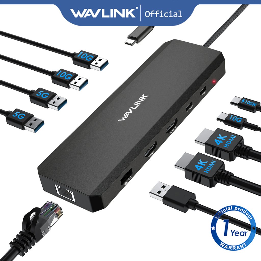 ACT AC7048 Docking Station USB-C Triple 4K Con DisplayLink - 100W Power Delivery, 5 USB-A, LAN Gigabit - Per Windows E Mac - 3