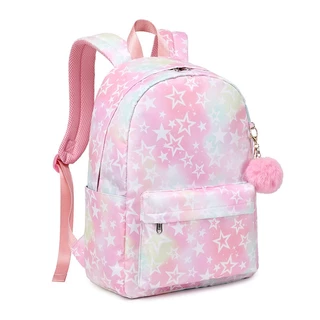 Mochila De Costa Infantil Escolar Feminina com Chaveiro Pompom