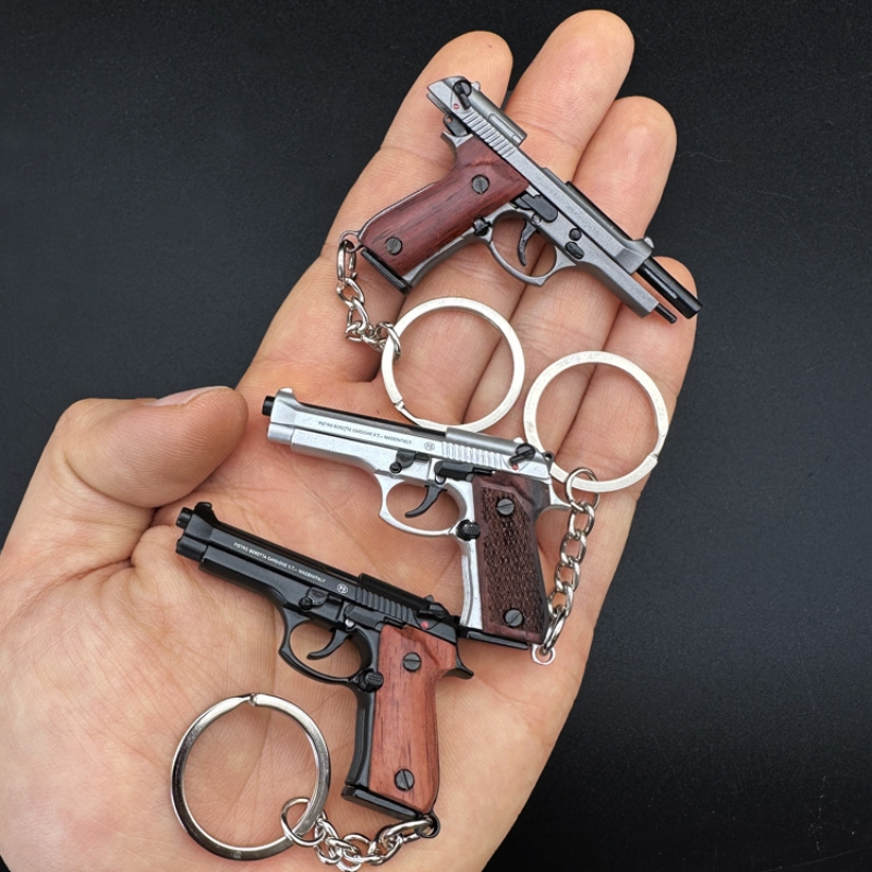 EDC Beretta 92F Mini Chaveiro De Metal Escala 1 : 4 Pingente Decoração Modelo Descompressão Brinquedo
