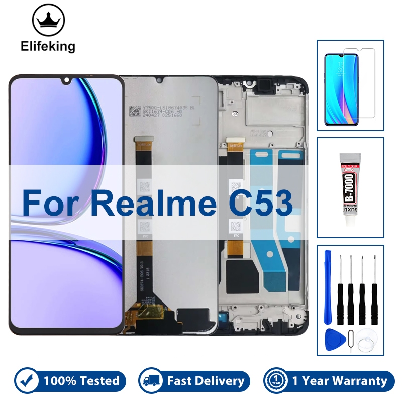 Pantalla LCD Para Oppo Realme C53 2023 - Repuesto Completo Con Marco, 6.74 Pulgadas, Modelo RMX3760 - ATWIST