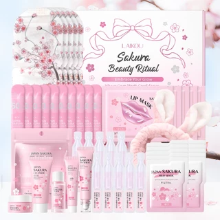 LAIKOU Sakura Radiante Beleza Conjunto De Cuidados Com A Pele Iluminando Até Mesmo Tom De Anti-Envelhecimento Presente D em Oferta na Shopee