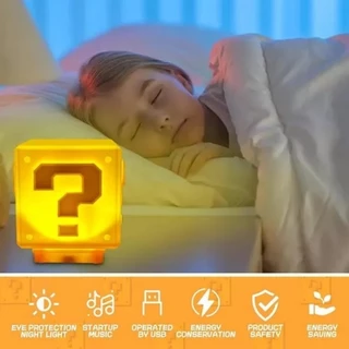 Luz noturna Mario, luz noturna de mesa infantil com efeitos sonoros, decoração de quarto presente de aniversário
