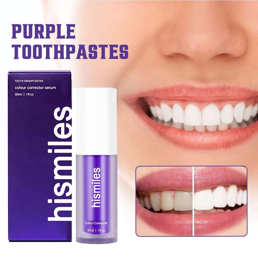 Pasta De Dente Roxa V34 Para Clareamento E Remoção De Manchas Limpeza Oral Odores Hismile