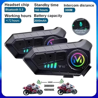 1/2Pcs Intercomunicador Sem Fio Bluetooth Para Motocicleta 300M Redução De Ruído À Prova D'água 2 Interfone De Comunicação Do Motociclista em Oferta na Shopee