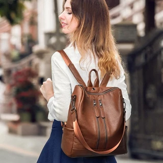 Mulheres Retro Mochila Macio Couro Sintético Viagem Trabalho Saco Moda Feminina