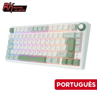 RK Royal Kludge RKR75 Teclado Mecânico Com Fio De Junta Verde Portuguesa Brasileiro