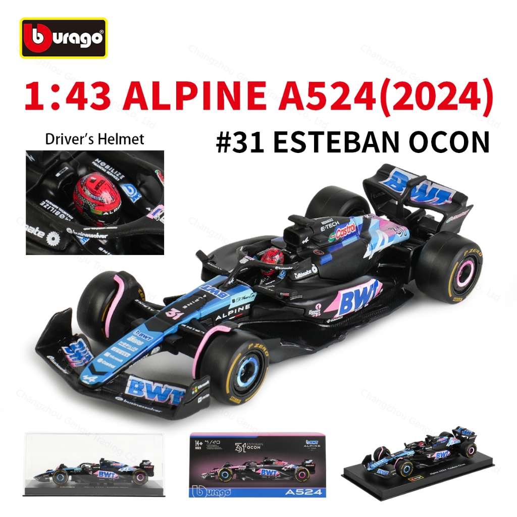 Burago 1:43 A524 Alpine F1 Team Bahrain/Japonais Station voiture de course NO.10/NO.31 modèle de voiture en alliage  26