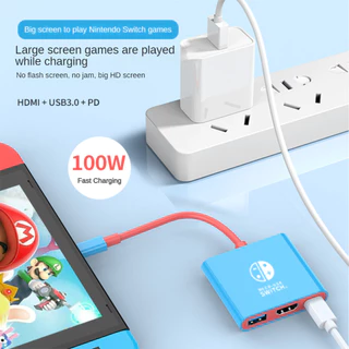 Adaptador 3 Em 1 Typec Para HDMI USB C Hub Type Docking Station Nintendo Switch v1 v2 OLED Dock TV 4K USB3.0 PD Converso