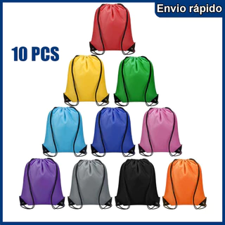 10 sacos de cordão coloridos sacos de escola do estádio natação sacos de poliéster crianças mochilas adultos
