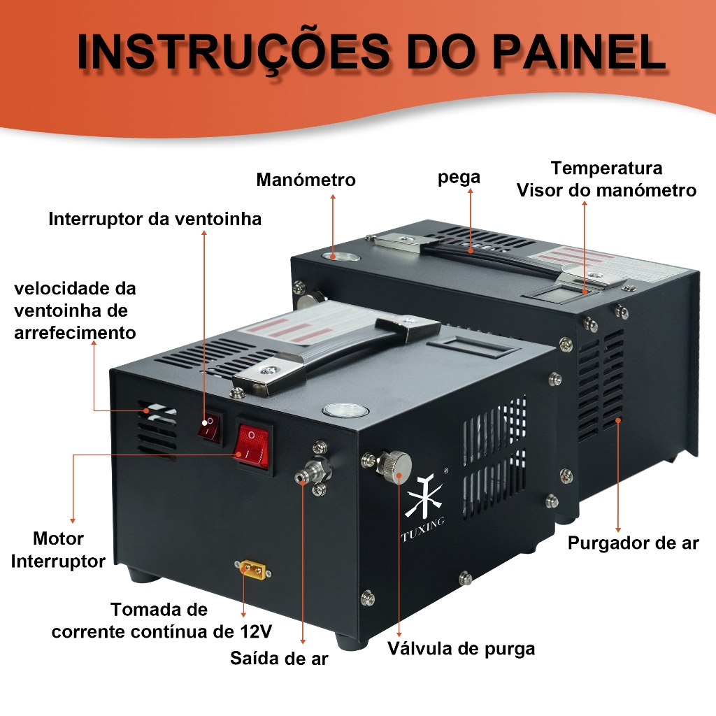 TUXING TXES061 300Bar 12V PCP Compressor de Ar Compressor de