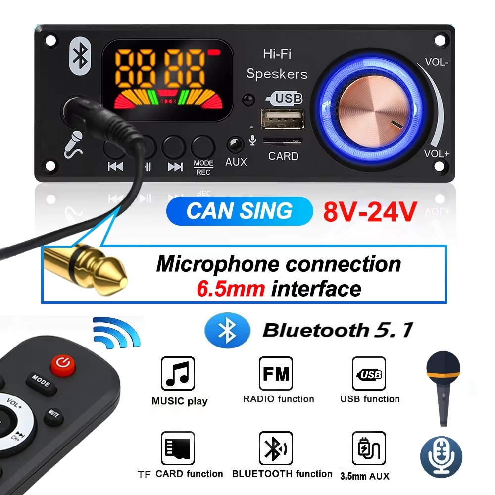 Amplificador Bluetooth Yarryuter 2x80W – Módulo Decodificador De Audio Con Radio FM, USB Y TF Para DIY Y Coche