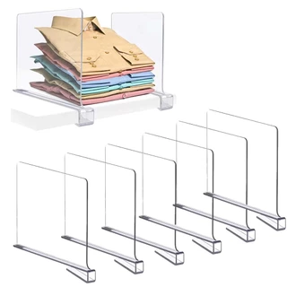 6 divisórias de prateleira em acrílico, divisórias de prateleira transparentes, para separar roupas e bolsas em Oferta na Shopee