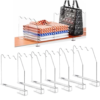 Divisória de prateleira acrílica para separar roupas e bolsas Divisória de prateleira transparente 6 peças em Oferta na Shopee