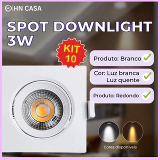10 Luminária Spot Led Quadrado Direcionável 3W Embutir Gesso Teto | Branco Frio | Branco Quente Bivolt Spot Super LED