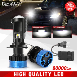 BraveWay H4 H7 H11 LHD 80000LM Projetor Mini Lentes Led Farol 9005 HB3 9006 HB4 STG Lâmpada Canbus Carro/Motor Luz De Ne