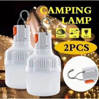 kit 2 Lâmpada Led Iluminação Para Acampamento Camping Pescaria Usb Lampião