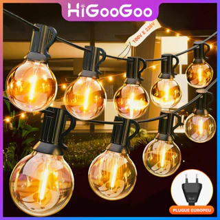 【G40 Inquebrável Cordão De Luz Iluminação Externa】Varal De Luzes Com Lâmpadas Decoração A Prova De Agua Para Jardim