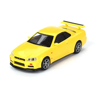 Mini GT MGT00762-R 762 1/64 Nissan Skyline R34 V-Spec Relâmpago Amarelo RHD Carro Modelo Em Escala Diecast