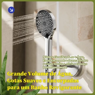 Heemli chuveirinho ABS 4/1 kit banheiro Eletroplatado Suporte Giratório 360 Graus Mangueira de Aço Inoxidável de 1,2m