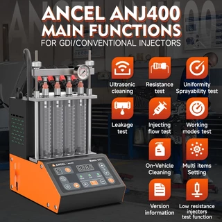 Ancel ANJ400 GDI 4-Cylinder Fuel Injection Bico de Limpeza Detector Injector Máquina de Limpeza