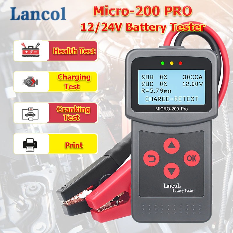 ⭐Supports Portuguese Lancol Micro200Pro 12/24V Testador De Bateria De Motocicleta 40 A 2000CCA Ferramentas Analisadoras De Capacidade em Oferta na Shopee