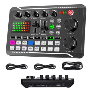 Placa Mesa Som Interface Interativa Portátil Para Efeito Sonoro Interface Áudio Digital Mixer Dj Live Podcast Streaming