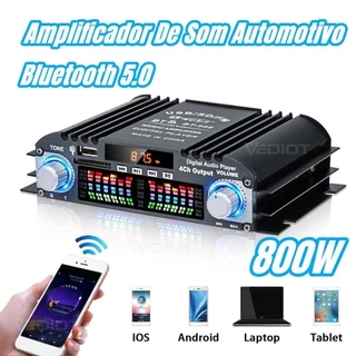 Amplificador De Som Digital Wi-Fi , 12V , 1600W , 4 Canais , Áudio , Rádio FM , Bluetooth 5.0 , Karaokê , Suporte Para C