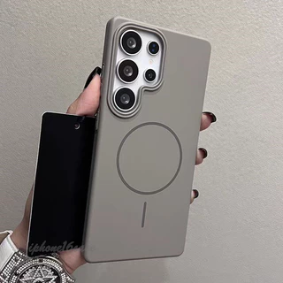 Cinza Fino Fosco Magnético Caso Duro Para Samsung Galaxy S25 S24 S23 S22 S21 Ultra FE Capa Traseira À Prova De Choque