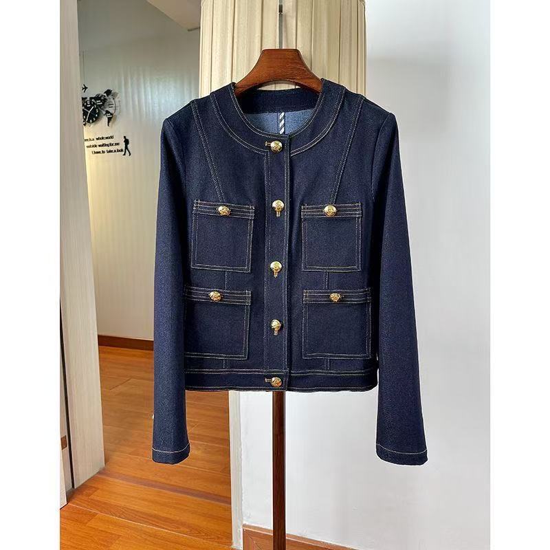 Jaqueta Jeans Feminina De Manga Comprida Outono Na Moda Botão Para