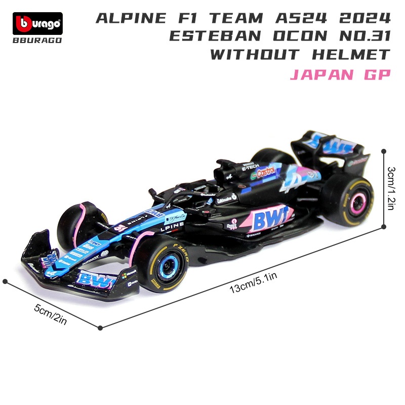 Voiture Miniature Alpine A524 F1 Japanese GP 2024 #Gasly - Échelle 1/43 - Bburago - Modèle Métal Collection - 4