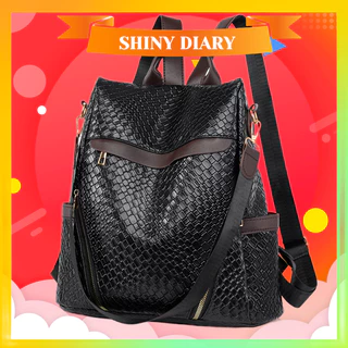 Mochila de couro PU entrançada Mochila de ombro para senhora Mochila de grande capacidade antirroubo