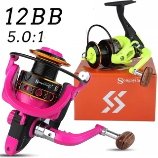 Sougayilang Carretel De Pesca 1000-3000 Série 12BB Giratório 5.0 : 1 Relação Velocidade Equipamento De Água Doce