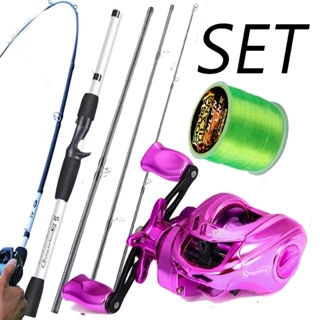 Sougayilang Conjunto De Vara De Pesca E Carretel 1.98M Fundição 4 Seções Portátil De 18 + 1BB Resistência Máxima 8kg