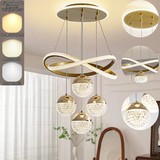 Lustre De Teto Com Destaque LED De 3 Cores De Luxo Escandinavo (Luz Quente Branca Neutra) 110/220V