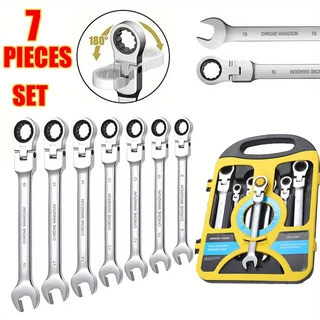 Kit 7 Peças Chave Ferramenta Combinada Catraca Boca Profissional