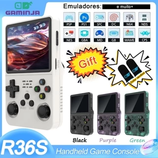 Vídeo Game Portátil R36S + de 15.000 Jogos Console 64g Linux Tela IPS 3.5 Polegadas Handheld Vídeo Game Console Portátil