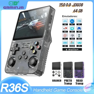 Vídeo Game Portátil R36S + de 15.000 Jogos Console 64g Linux Tela IPS 3.5 Polegadas Handheld Vídeo Game Console Portátil
