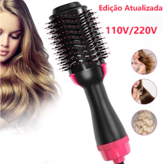 Escova Secadora 110/220v Alisador Elétrica Escova de ar quente Modeladores de cabelo Com 3 Em1 Hair em Oferta na Shopee