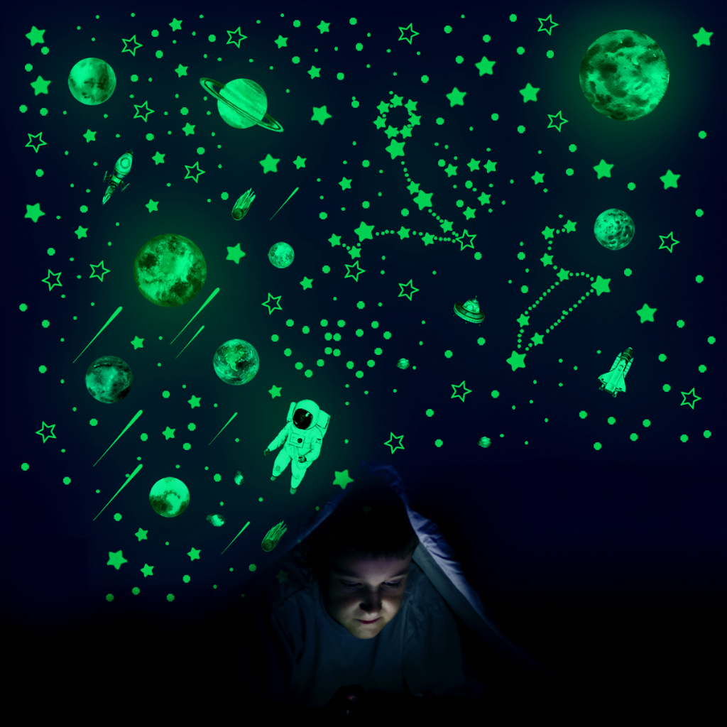 849Pcs Adesivos De Parede Das Estrelas Escuras Brilhantes Para O Planeta Luminoso De Teto Decalques SHOPQJC2233