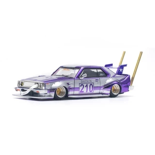 Poprace PR640107 1/64 Nissan Skyline C210 Kaido Racer Bosozoku Estilo Roxo Cromado Prata Modelo De Carro Em Escala Fundi