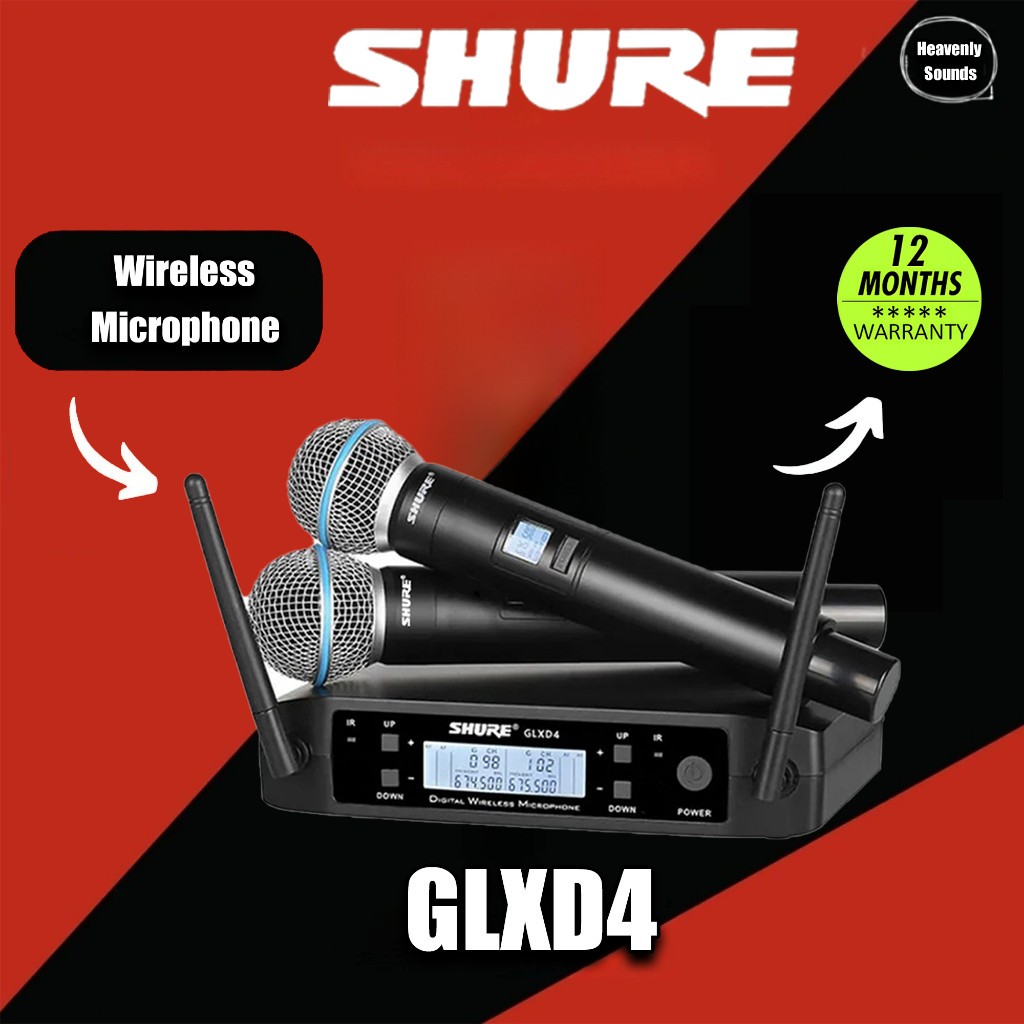 【中古品】SHURE ワイヤレスシステム　GLXD4+/BETA58 Shure GLXD4/BETA58A/SM 58 UHF Microfone Sem Fio Profissional Duplo