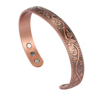 Pulseira de cobre masculina e feminina, pulseira magnética de cobre com força 18X, com ímã Gauss de 3.000, cobre sólido 