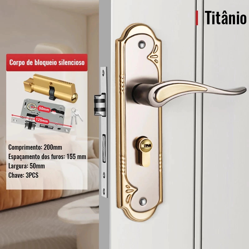 Fechadura Reforçada Luxo para Porta de Madeira Com 3 Chaves | Shopee Brasil
