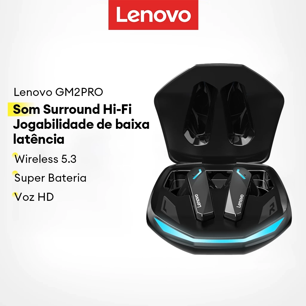 Lenovo GM2 PRO Fone de ouvido para jogos de baixa latência Cancelamento inteligente de ruído