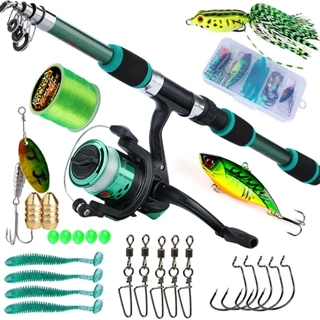 Sougayilang Conjunto De Pesca 1.8m/5.9ft Vara Telescópica 3bb 5.2 : 1 Carretel Isca Para Crianças