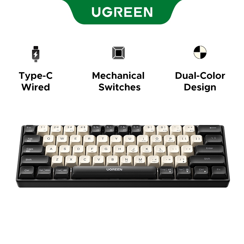 UGREEN Mini Teclado Mecânico Com Fio 61 Teclas Recarregável Para PC/Laptop/Tablet/Telefone Celular