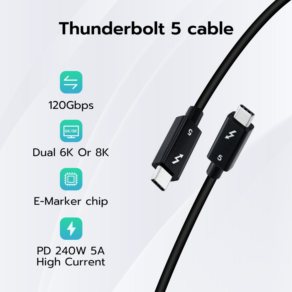 Thunderbolt 5 ya está aquí: Hasta 120 Gbps de transmisión y 240 W de carga