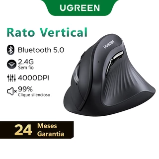 Rato Vertical UGREEN Ergonômico 4000DPI Sem Fio Silent Click Mouse Para PC Portátil Windows Mac OS