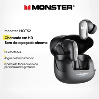 Monster MQT52 Fone De Ouvido Intra-Auricular Sem Fio Bluetooth Com Redução De Ruído De Longa Duração Da Bateria